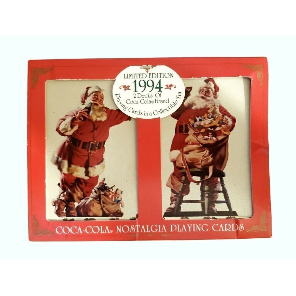Playing Cards Coca Cola Santa 1994 Limited Edition Collectible Tin 2 Packs‎ NIB